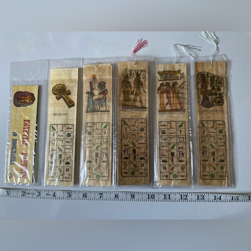 Authentic Egyptian Papyrus Bookmarks Hieroglyphics Alphabet, Pack of 10